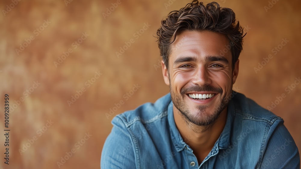 Portrait of a happy handsome man in a shirt with laughing Portrait of a happy handsome man in a shirt with laughing