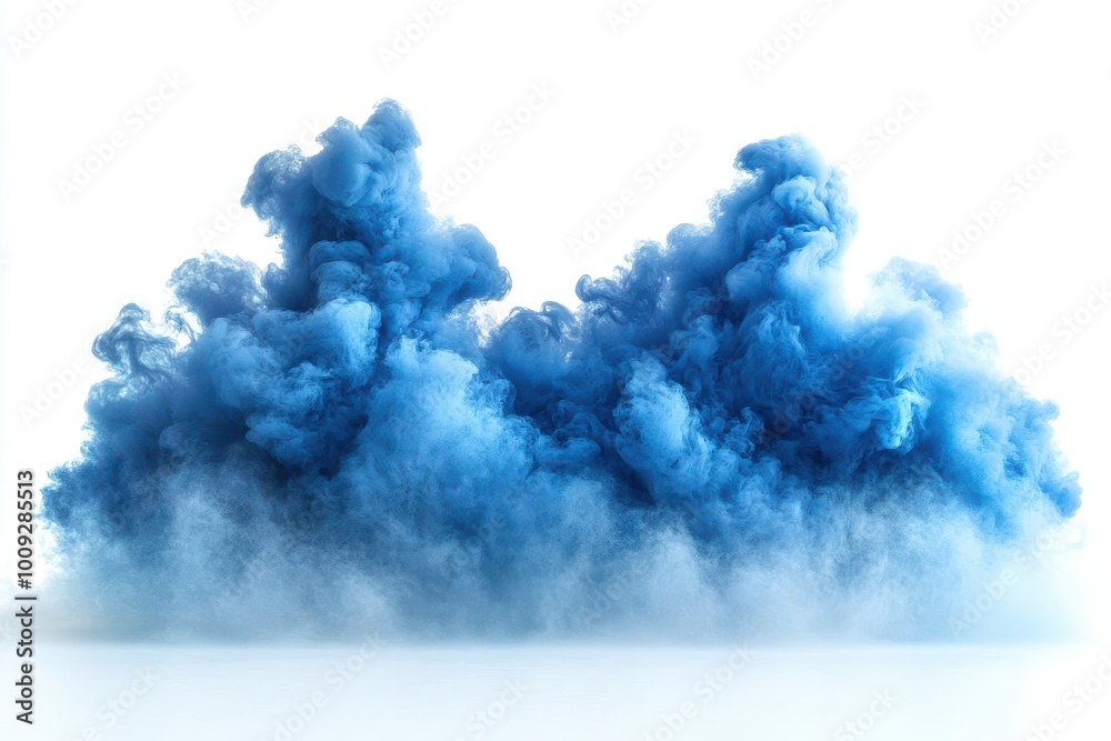 a dramatic explosion of blue smoke borders a white background creating a striking visual effect that evokes a sense of energy and movement a dramatic explosion of blue smoke borders a white background creating a striking visual effect that evokes a sense of energy and movement