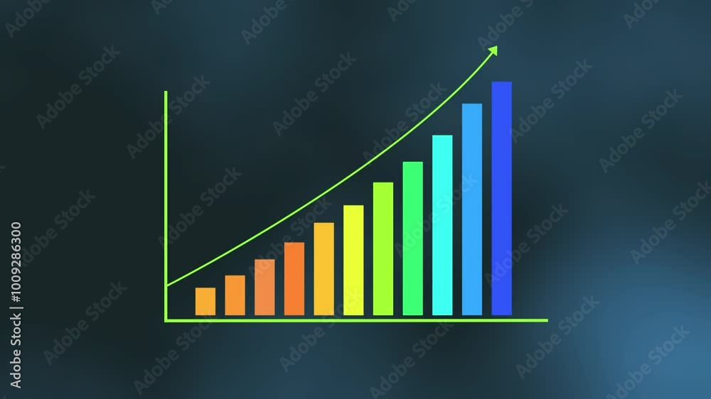 Abstract business growth and graph chart icon animation. Bar chart for ...
