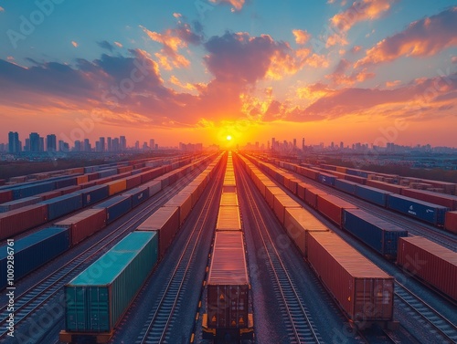 business of Container Cargo freight trains Rail transportation and maritime shipping