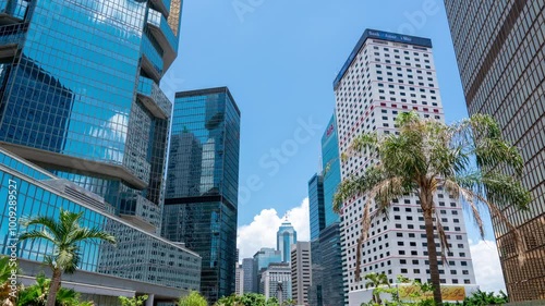 hong kong skyscrapers in downtown city
