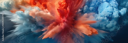 Vibrant explosion of colorful powder in dynamic motion banner