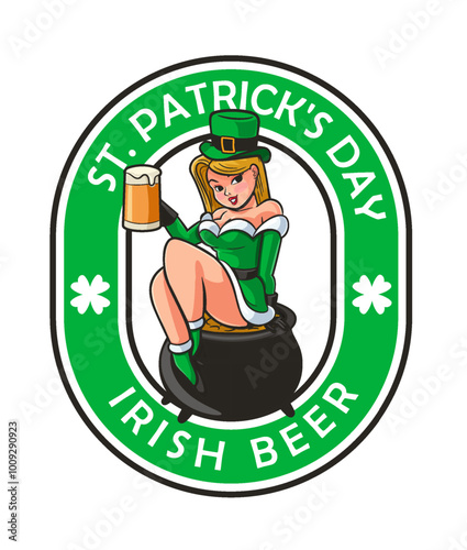 st patricks day girl with beer cartoon