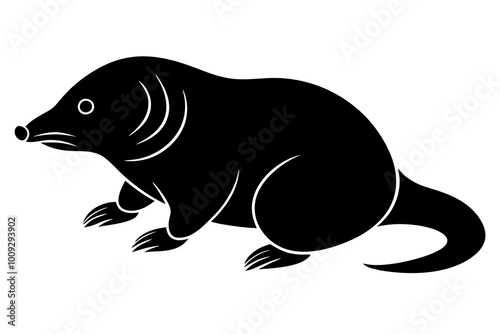  Mole Tiny with Claws and a Rounded Body Silhouette Vector Illustration