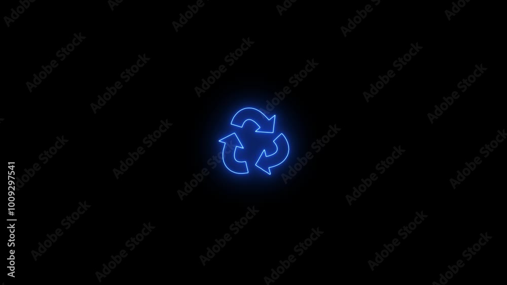 Recycle glowing neon ui ux icon. Glowing sign logo icon.refresh restart icon with reflection isolated neon recycling arrow. Recycle glowing neon ui ux icon. Glowing sign logo icon.refresh restart icon with reflection isolated neon recycling arrow.