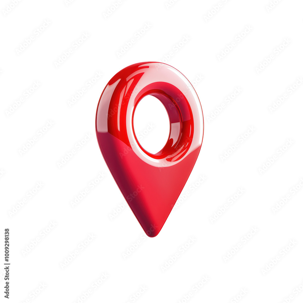 Glossy red location pin icon for mapping applications Glossy red location pin icon for mapping applications