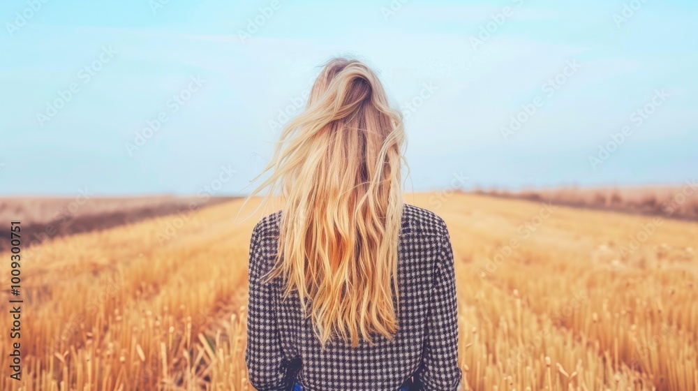 Female Farmer in Casual Attire Standing in Field