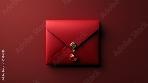 A richly detailed red Chinese plaque with gold filigree and an ornate tassel, featuring traditional cultural design elements.