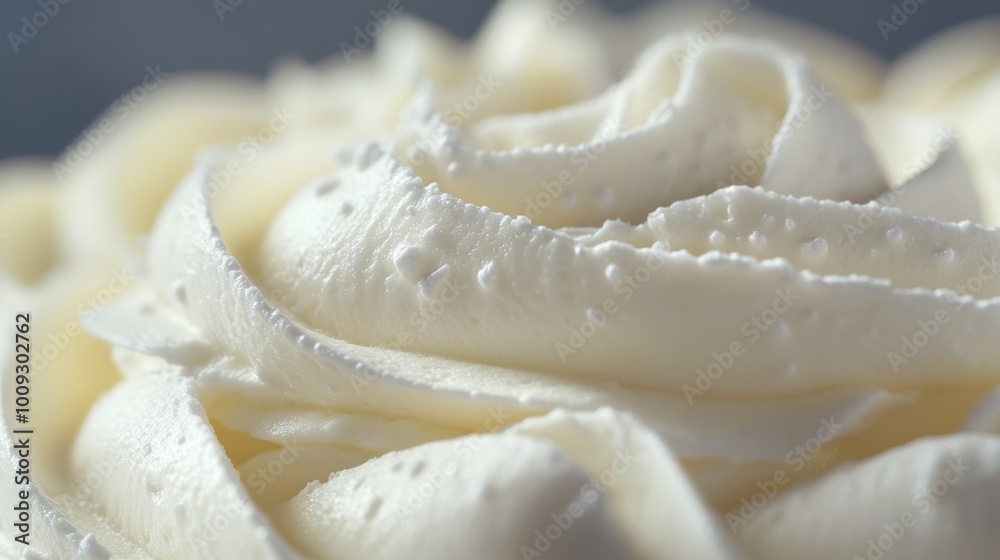 Close-Up of Whipped Cream Frothy Texture with Soft Lighting on Pale Background Close-Up of Whipped Cream Frothy Texture with Soft Lighting on Pale Background