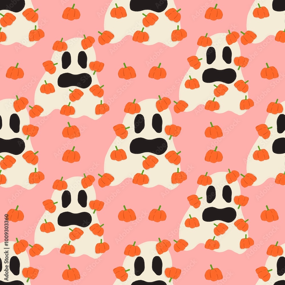 Fototapeta premium seamless pattern for Halloween party on a pink background