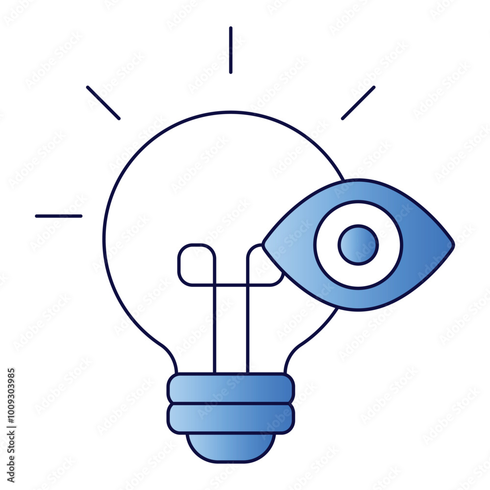 Creative Idea and Vision vector icon, lightbulb and eye icon, innovation and vision illustration Creative Idea and Vision vector icon, lightbulb and eye icon, innovation and vision illustration