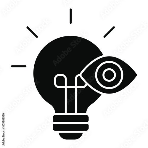 Creative Idea and Vision vector icon, lightbulb and eye icon, innovation and vision illustration