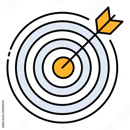 Target Achievement vector icon, bullseye and dart icon, goal setting and success illustration