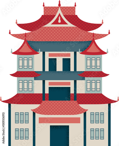 Chinese palace front. Old traditional asian building