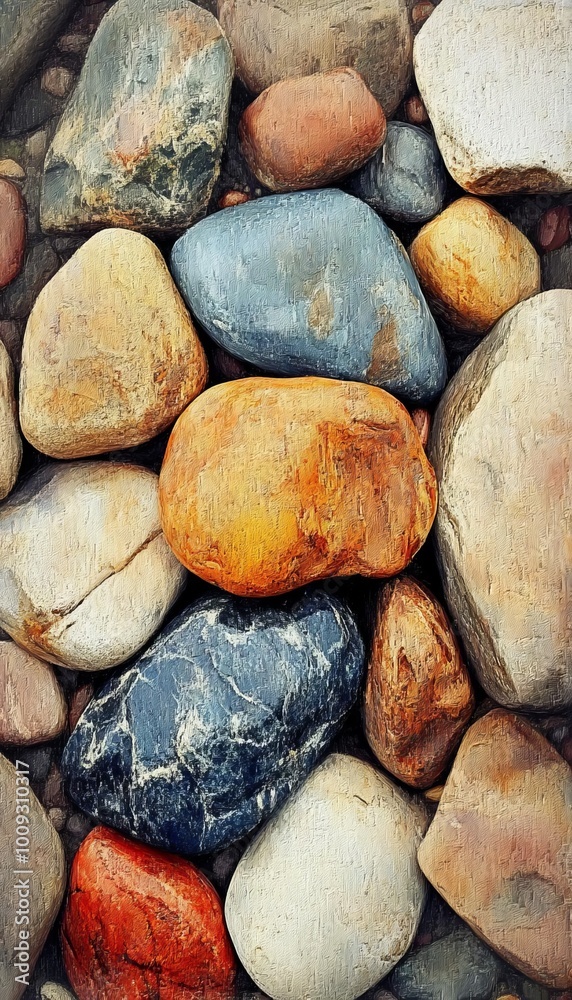 Colorful collection of smooth river stones. Colorful collection of smooth river stones.