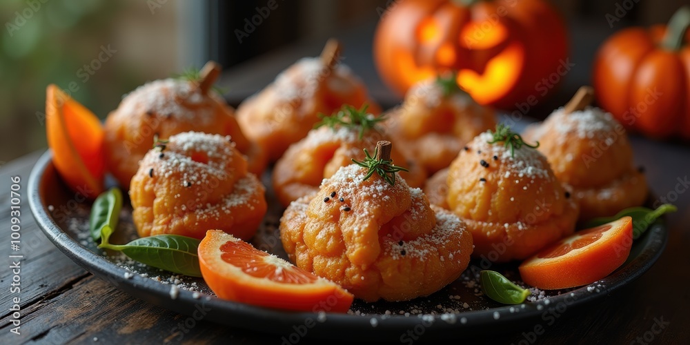 A festive platter of pumpkin-inspired sweets, perfect for autumn celebrations and Halloween gatherings, showcasing vibrant colors and seasonal ingredients. A festive platter of pumpkin-inspired sweets, perfect for autumn celebrations and Halloween gatherings, showcasing vibrant colors and seasonal ingredients.
