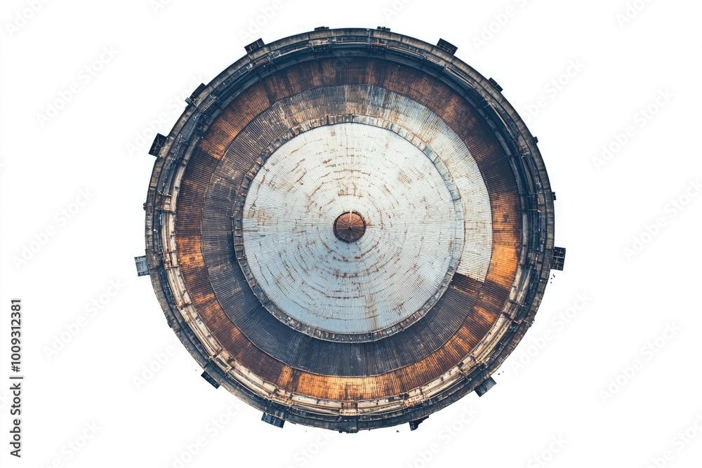 Naklejka premium A large circular object floating against a blue sky