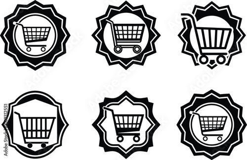 Shopping cart icons set. Supermarket shopping basket design.2