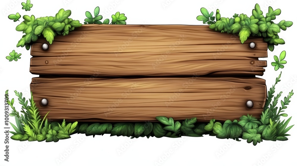 Wooden Sign with Green Foliage Wooden Sign with Green Foliage