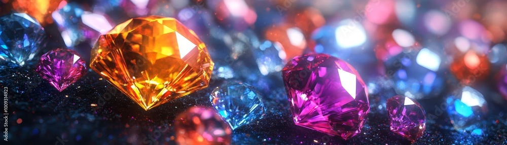 Colorful gems on a shimmering background Colorful gems on a shimmering background