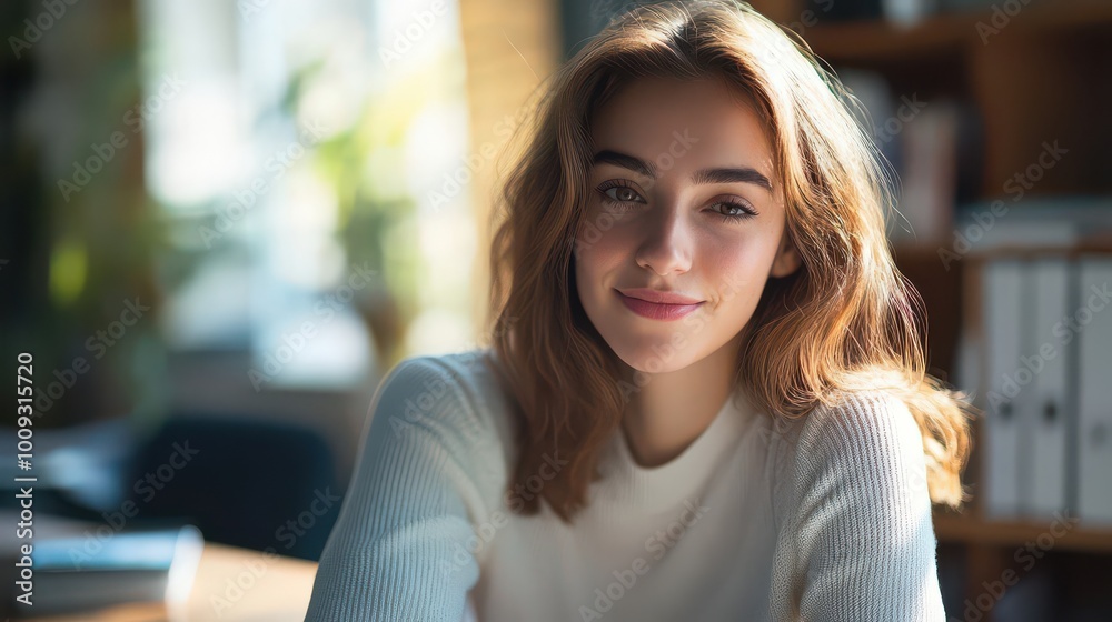 Engaging Portrait of a Young Woman with a Warm Smile Engaging Portrait of a Young Woman with a Warm Smile