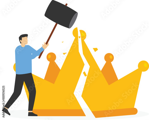 Businessman removed crown with eraser. Modern vector illustration in flat style.

