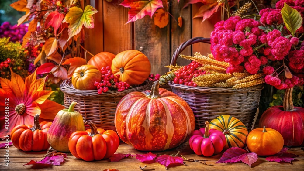 Hello October: Embracing the Pink Hues of Autumn with Seasonal Decorations and Nature Elements