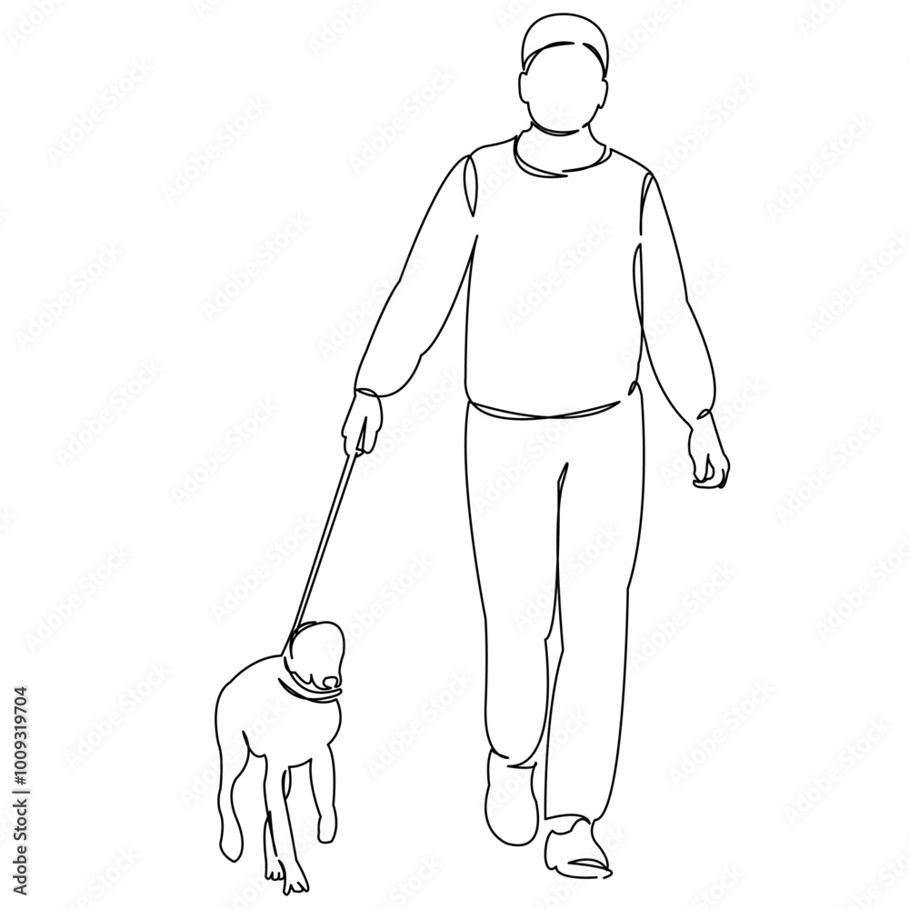 One continuous single drawing line art doodle dog, man, animal, one, walk. Isolated flat illustration hand draw contour on a white background
One continuous single drawing line art doodle dog, man, animal, one, walk. Isolated flat illustration hand draw contour on a white background