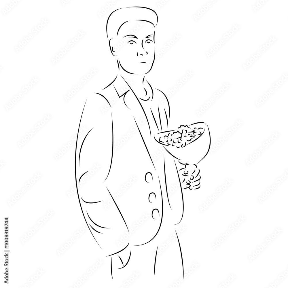 One continuous single drawing line art flat doodle man, flower, gift, celebration, romantic. Isolated image hand draw contour on a white background
One continuous single drawing line art flat doodle man, flower, gift, celebration, romantic. Isolated image hand draw contour on a white background