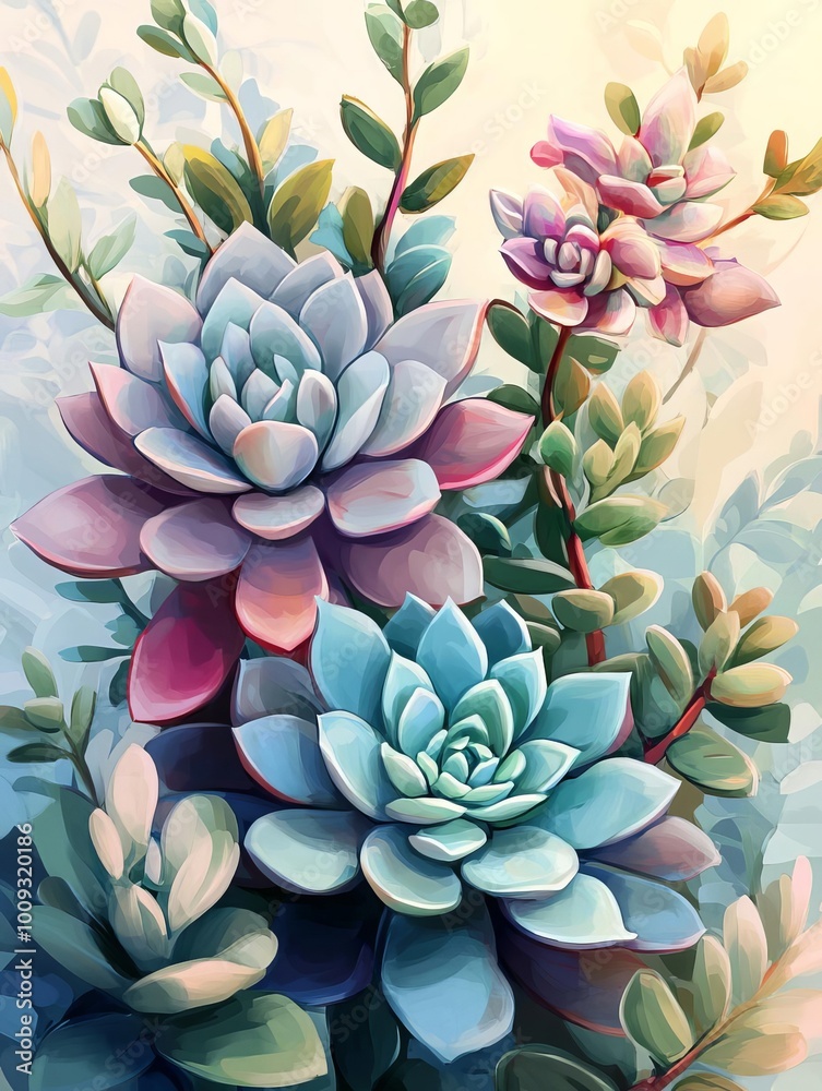 Colorful succulents in vibrant arrangement. Colorful succulents in vibrant arrangement.