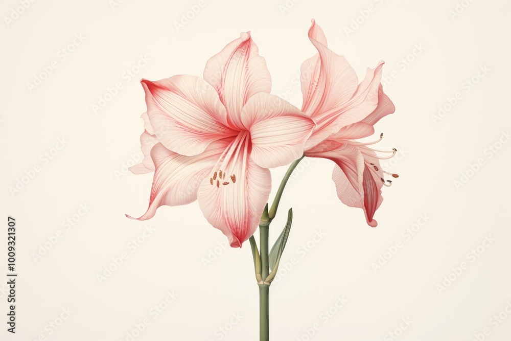Botanical illustration amaryllis flower blossom plant. Botanical illustration amaryllis flower blossom plant.