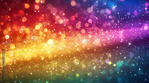 Rainbow glitter background with stars and sparkles