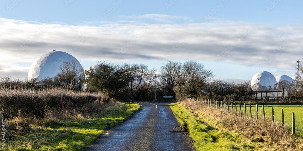 North Yorkshire Dales with RAF Menwith Hill radomes in the background, North Yorkshire, England, United Kingdom North Yorkshire Dales with RAF Menwith Hill radomes in the background, North Yorkshire, England, United Kingdom