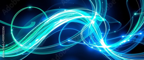 Charged Light Streams in Sapphire and Emerald for Digital Art Projects