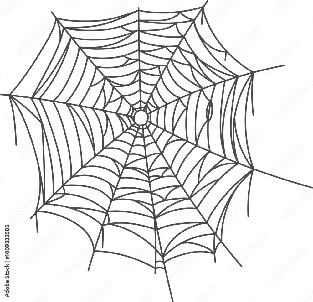 Fototapeta premium Creepy spider web element. Black line net