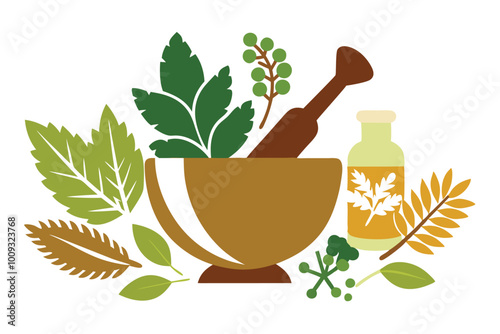 herbal medicine on white background J.eps