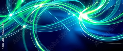 Abstract Light Dance in Sapphire and Emerald for Mobile Wallpapers