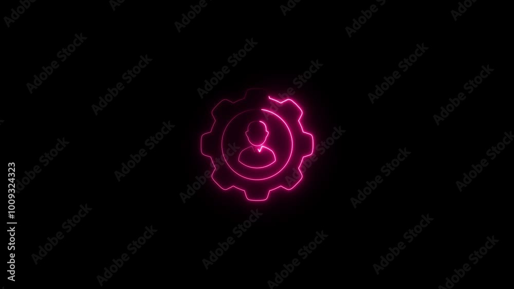 glowing neon line man silhouette, user, people, icon,Gear man, business, setting icon. Rounded design. glowing neon line man silhouette, user, people, icon,Gear man, business, setting icon. Rounded design.