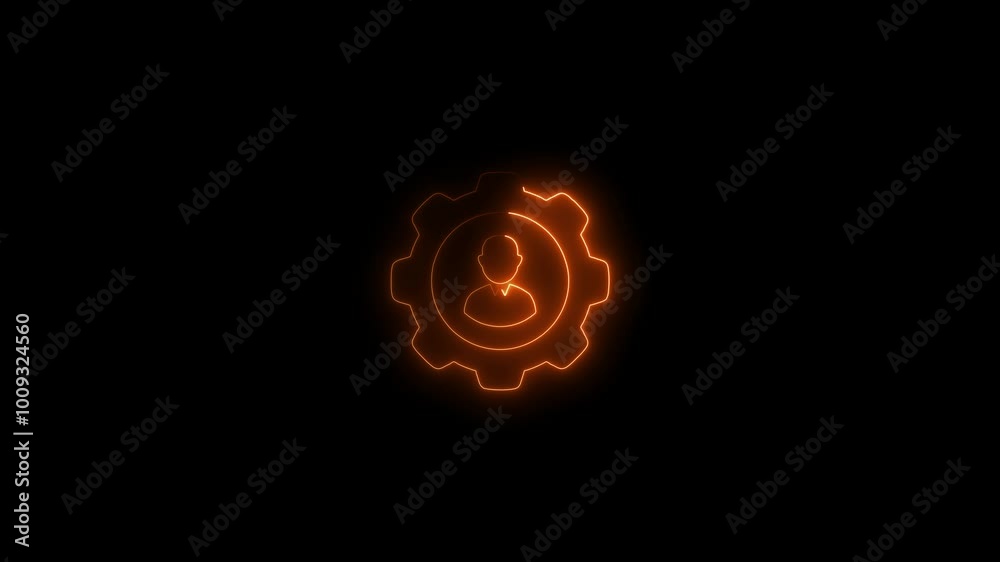 glowing neon line man silhouette, user, people, icon,Gear man, business, setting icon. Rounded design. glowing neon line man silhouette, user, people, icon,Gear man, business, setting icon. Rounded design.