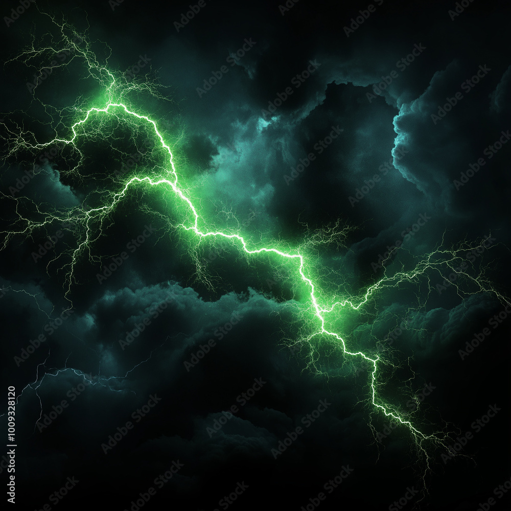 Green Lightning on a Black Background Green Lightning on a Black Background