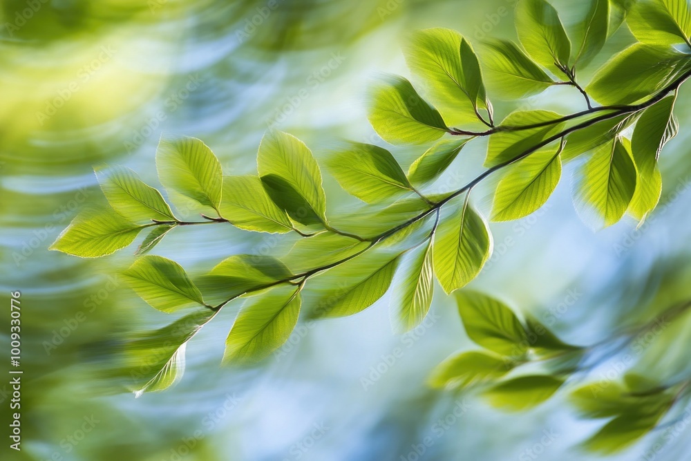 A close-up shot of a leafy tree branch with lush green leaves and intricate details A close-up shot of a leafy tree branch with lush green leaves and intricate details