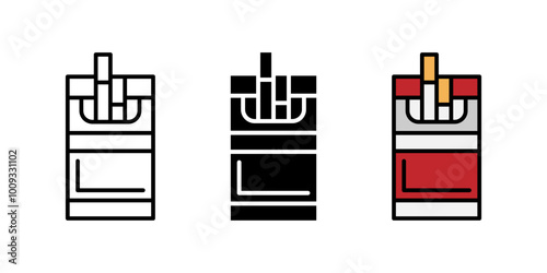 Cigarette pack icon. Open box of cigarettes vector illustration. Tobacco smoker symbol. Nicotine addiction pictogram. Cigar with filter sign. Bad unhealthy habit concept.
