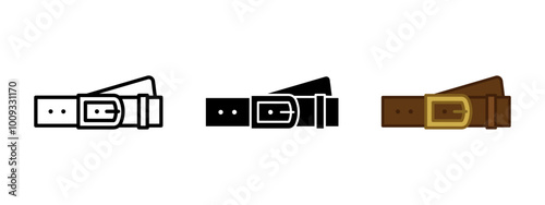 Belt icon. Leather belt with buckle vector illustration. Trousers brown belt symbol. Men's fashion accessory sign. Waist strap pictogram.