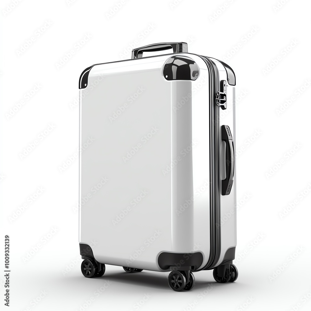 Modern white suitcase on isolated background Modern white suitcase on isolated background