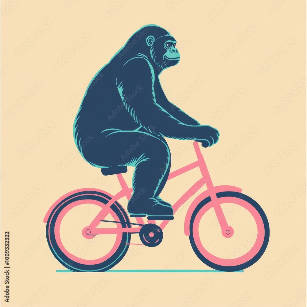 Naklejka premium Funny animals on a bike. stickers with cute animals. drawing of animal on a light background front view. autumn and winter drawings with animals. funny isolated on background
