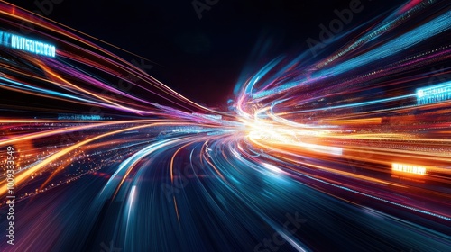 Blurry Lights of High-Speed Motion on Urban Highway at Night