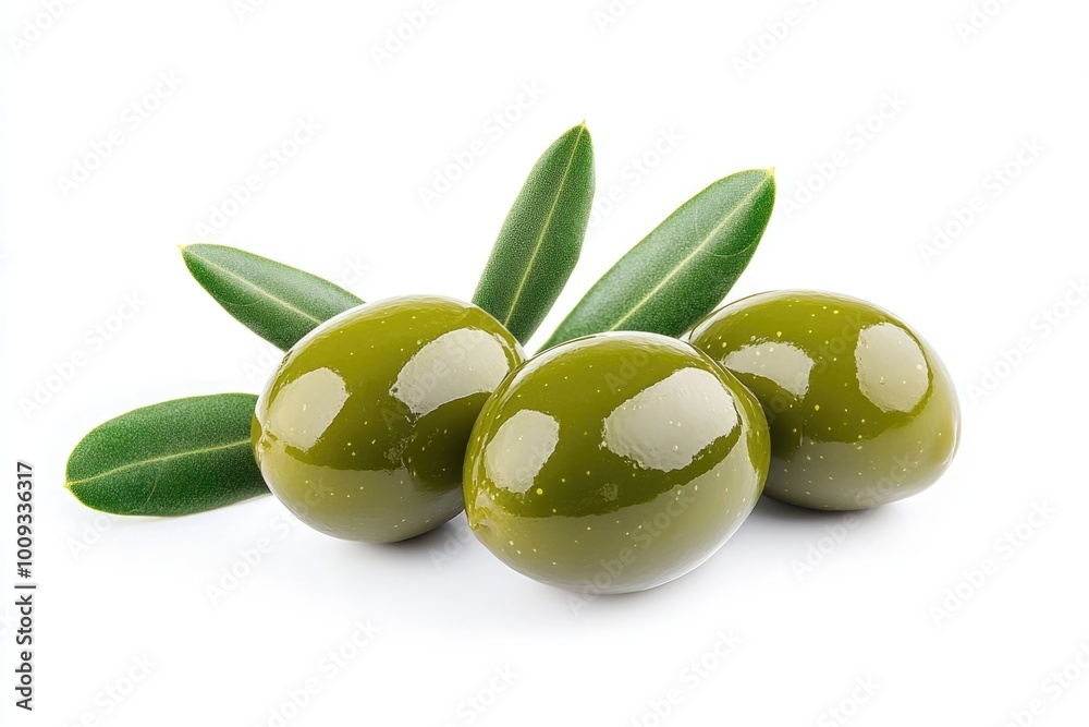 custom made wallpaper toronto digitalFresh olives with leaves on a white background, ideal for food or decor images