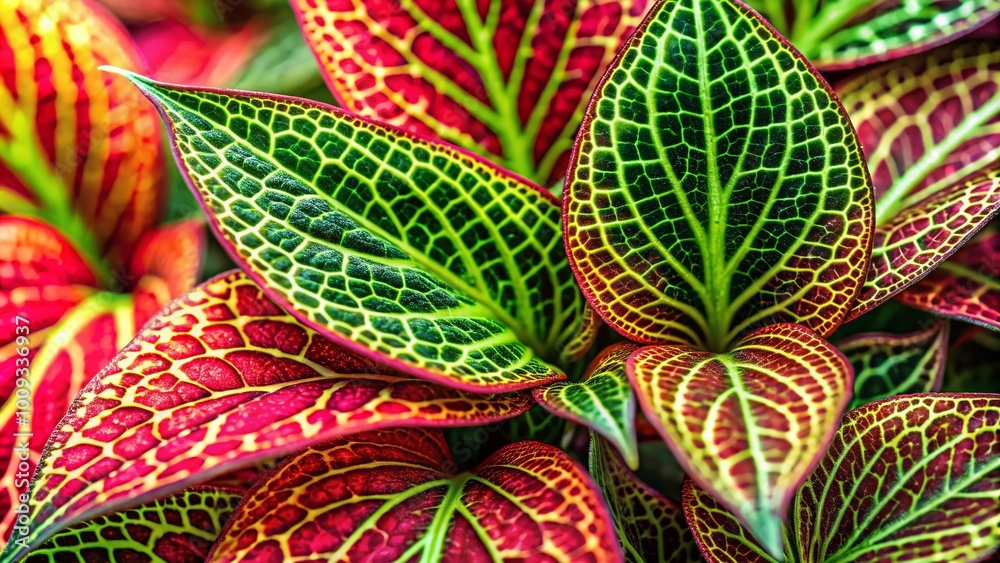 Intricate Close-Up of Lily Mosaic Virus Infected Plant Leaves Showcasing Unique Patterns and Colors Intricate Close-Up of Lily Mosaic Virus Infected Plant Leaves Showcasing Unique Patterns and Colors
