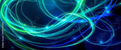 Vibrant Light Streams in Sapphire and Emerald for Custom Desktop Art