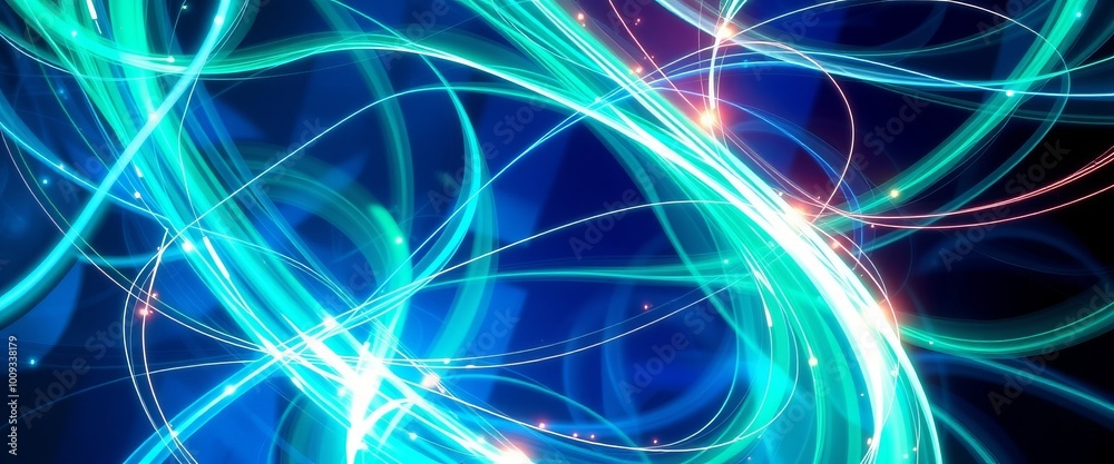 Obraz premium Twisting Streams of Light in Sapphire and Emerald for Customizable Device Covers